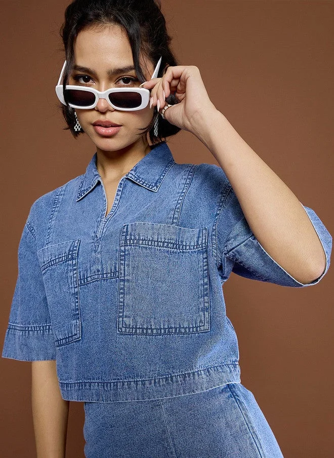 ساسافراس بلوزة قطنية قصيرة نسائية